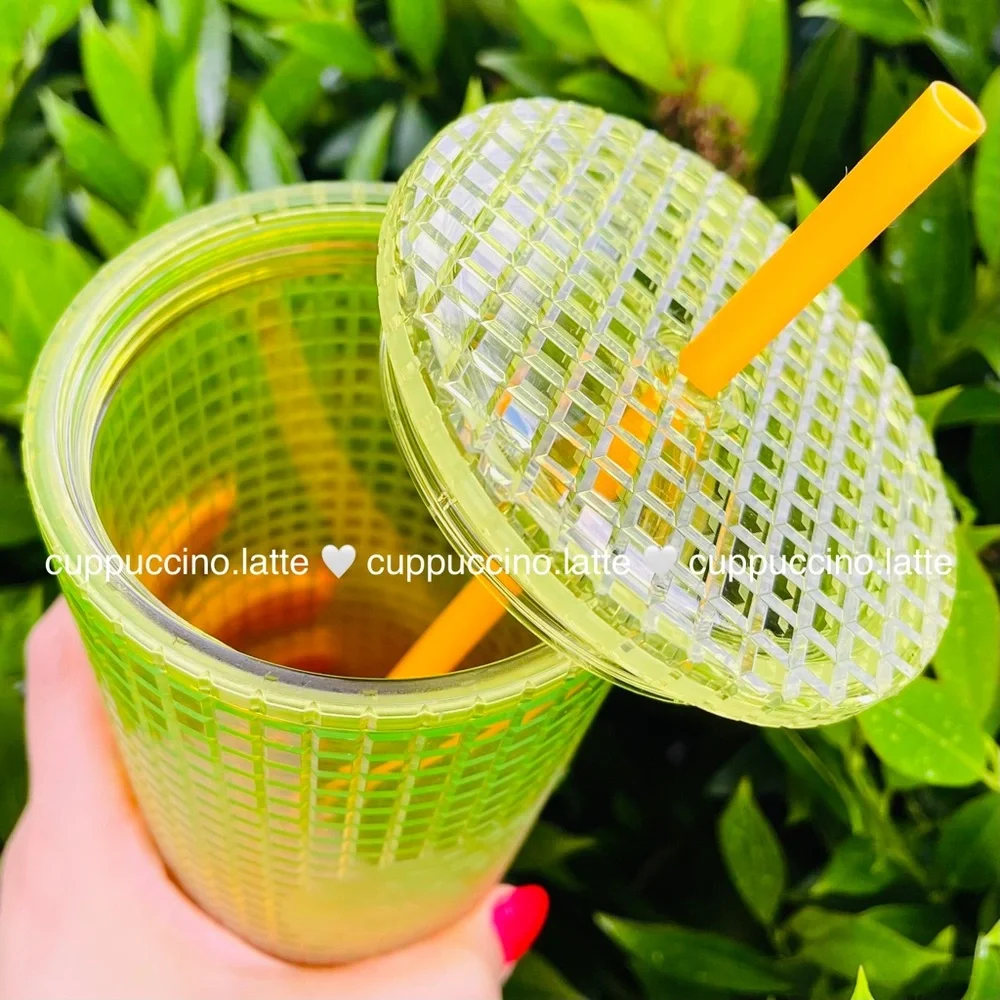 đ2 NEW⨠Starbucks Summer 2 âWatermelonâ & âLemonâ Ombre Disco Grid Tumblers - Picture 6 of 15